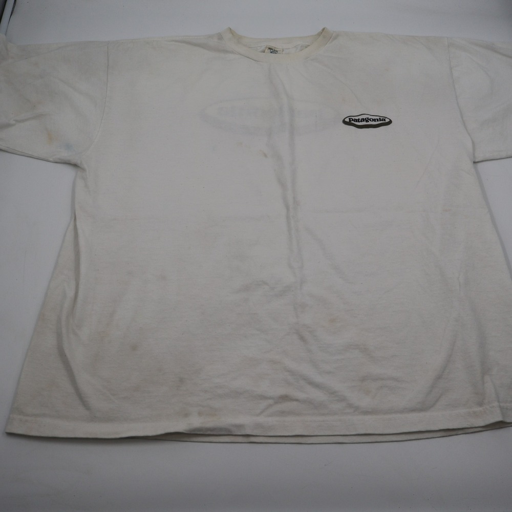 Patagonia Graphic T-Shirt Men XXL White Organic Vintage 90s Beneficial USA